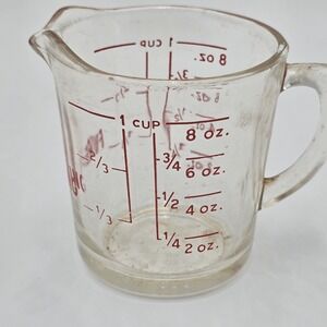 Vtg‎ #496 Anchor Hocking Fire King Oven Basics 1 Cup Glass Measuring Cup 8oz USA